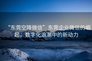 “东莞空降微信”东莞企业微信的崛起，数字化浪潮中的新动力