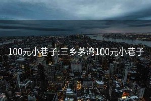 100元小巷子:三乡茅湾100元小巷子