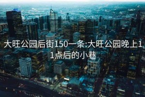 大旺公园后街150一条:大旺公园晚上11点后的小巷