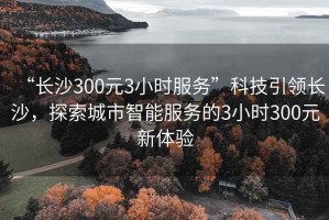 “长沙300元3小时服务”科技引领长沙，探索城市智能服务的3小时300元新体验