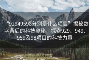 “92949598分别是什么项目”揭秘数字背后的科技奥秘，探索929、949、959及98项目的科技力量