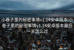 小巷子里的秘密事情v1.14安卓版本:小巷子里的秘密事情v1.14安卓版本最后一关怎么过