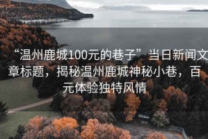 “温州鹿城100元的巷子”当日新闻文章标题，揭秘温州鹿城神秘小巷，百元体验独特风情