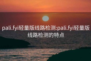 pali.fyi轻量版线路检测:pali.fyi轻量版线路检测的特点