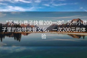 “苏州小巷子快餐200一次”苏州小巷子里的独特快餐文化，一次200元的体验