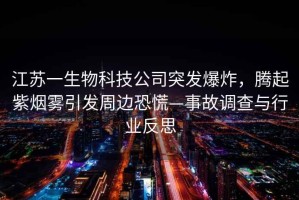 江苏一生物科技公司突发爆炸，腾起紫烟雾引发周边恐慌—事故调查与行业反思