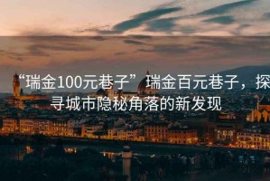 “瑞金100元巷子”瑞金百元巷子，探寻城市隐秘角落的新发现