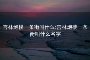 杏林炮楼一条街叫什么:杏林炮楼一条街叫什么名字