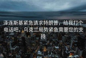 泽连斯基紧急请求特朗普，给我打个电话吧，乌克兰局势紧急需要您的支持