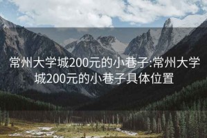 常州大学城200元的小巷子:常州大学城200元的小巷子具体位置