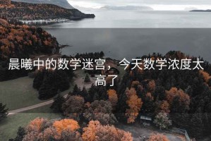 晨曦中的数学迷宫，今天数学浓度太高了