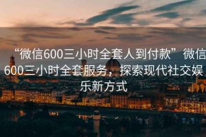 “微信600三小时全套人到付款”微信600三小时全套服务，探索现代社交娱乐新方式