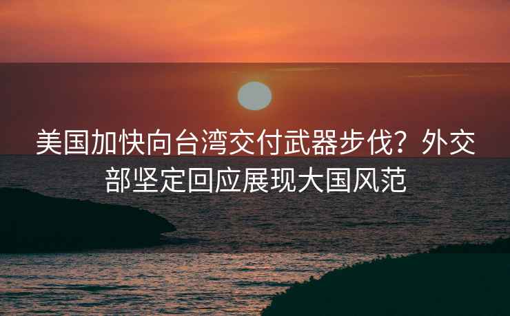 美国加快向台湾交付武器步伐？外交部坚定回应展现大国风范