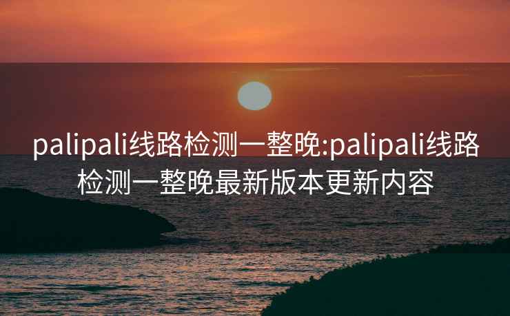 palipali线路检测一整晚:palipali线路检测一整晚最新版本更新内容