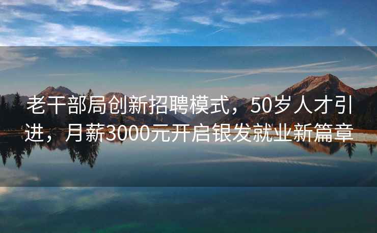 老干部局创新招聘模式，50岁人才引进，月薪3000元开启银发就业新篇章