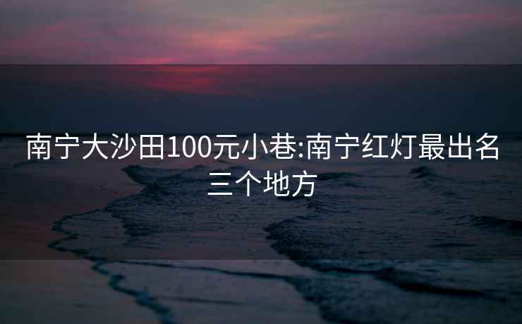 南宁大沙田100元小巷:南宁红灯最出名三个地方