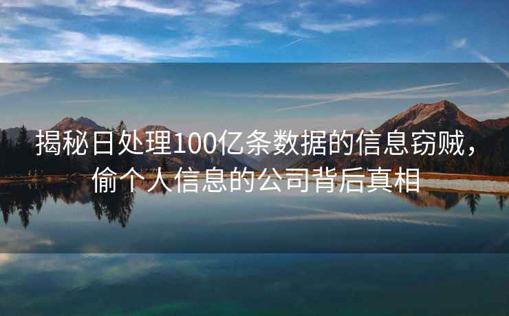 揭秘日处理100亿条数据的信息窃贼，偷个人信息的公司背后真相