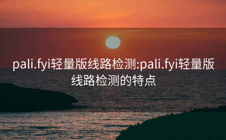 pali.fyi轻量版线路检测:pali.fyi轻量版线路检测的特点