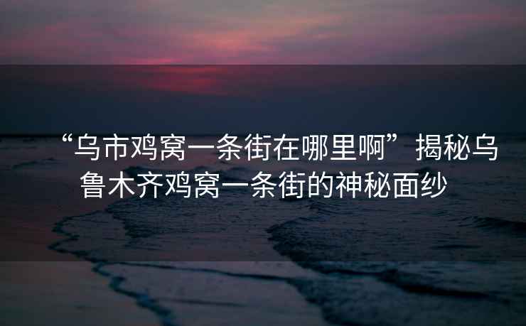 “乌市鸡窝一条街在哪里啊”揭秘乌鲁木齐鸡窝一条街的神秘面纱