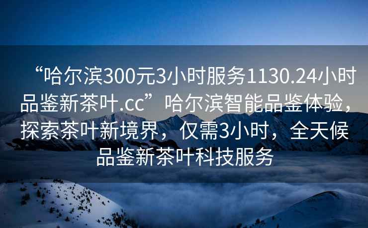 “哈尔滨300元3小时服务1130.24小时品鉴新茶叶.cc”哈尔滨智能品鉴体验，探索茶叶新境界，仅需3小时，全天候品鉴新茶叶科技服务