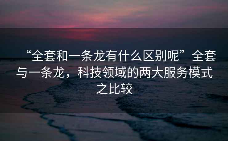 “全套和一条龙有什么区别呢”全套与一条龙，科技领域的两大服务模式之比较