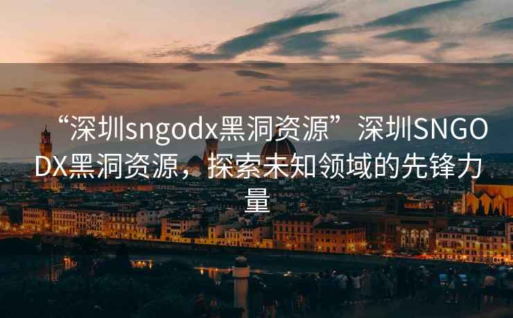 “深圳sngodx黑洞资源”深圳SNGODX黑洞资源，探索未知领域的先锋力量