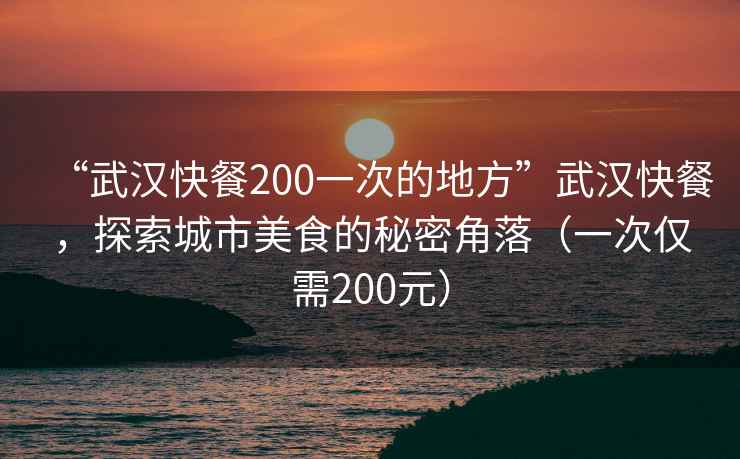 “武汉快餐200一次的地方”武汉快餐，探索城市美食的秘密角落（一次仅需200元）