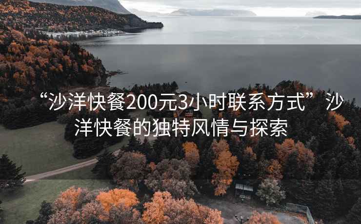 “沙洋快餐200元3小时联系方式”沙洋快餐的独特风情与探索